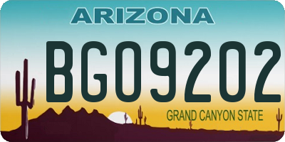 AZ license plate BGO9202
