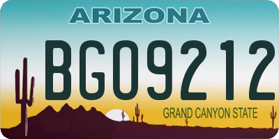 AZ license plate BGO9212