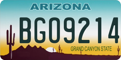 AZ license plate BGO9214