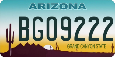 AZ license plate BGO9222