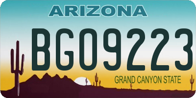 AZ license plate BGO9223