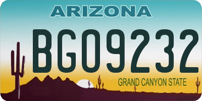 AZ license plate BGO9232