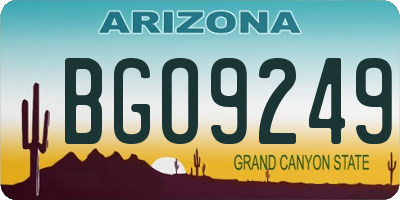 AZ license plate BGO9249