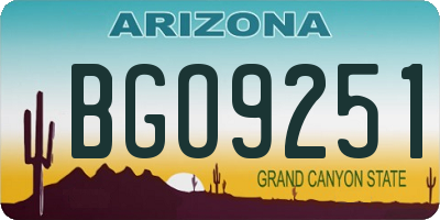 AZ license plate BGO9251