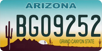 AZ license plate BGO9252