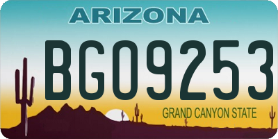 AZ license plate BGO9253