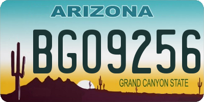AZ license plate BGO9256