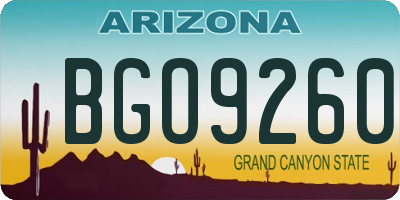 AZ license plate BGO9260