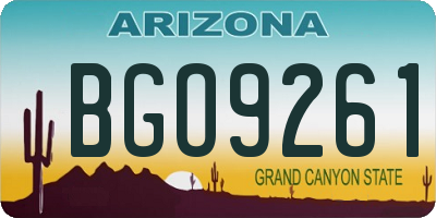 AZ license plate BGO9261