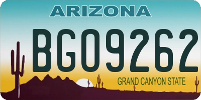 AZ license plate BGO9262