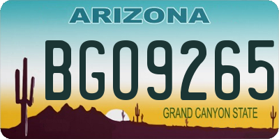AZ license plate BGO9265