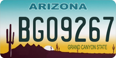 AZ license plate BGO9267