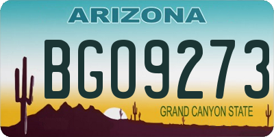 AZ license plate BGO9273