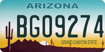 AZ license plate BGO9274