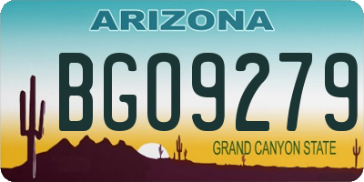 AZ license plate BGO9279