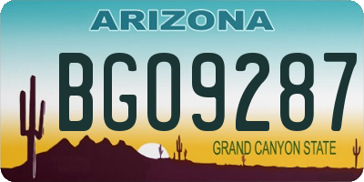 AZ license plate BGO9287