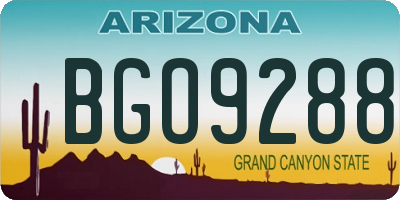 AZ license plate BGO9288