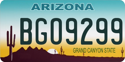 AZ license plate BGO9299