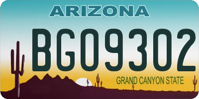 AZ license plate BGO9302
