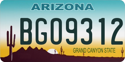 AZ license plate BGO9312
