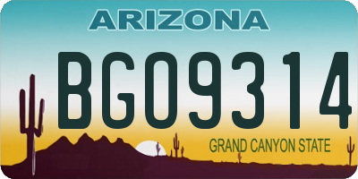 AZ license plate BGO9314