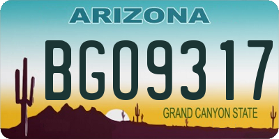 AZ license plate BGO9317