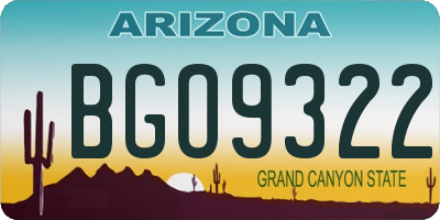 AZ license plate BGO9322