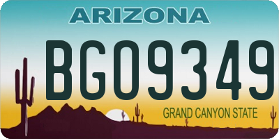 AZ license plate BGO9349