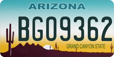 AZ license plate BGO9362
