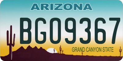 AZ license plate BGO9367