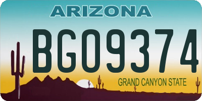 AZ license plate BGO9374