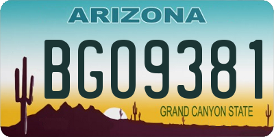 AZ license plate BGO9381