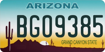 AZ license plate BGO9385