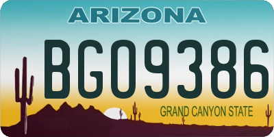 AZ license plate BGO9386