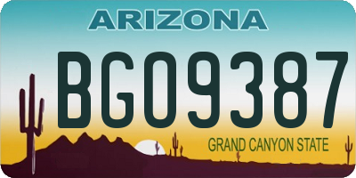 AZ license plate BGO9387