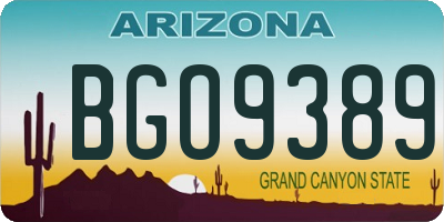AZ license plate BGO9389
