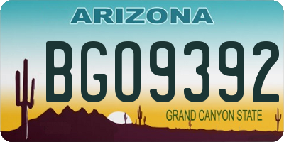 AZ license plate BGO9392