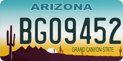 AZ license plate BGO9452