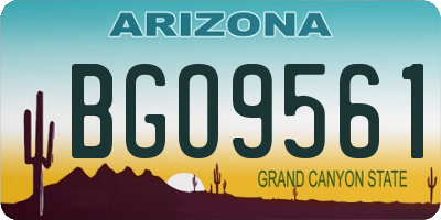 AZ license plate BGO9561