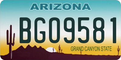 AZ license plate BGO9581