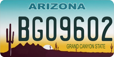 AZ license plate BGO9602