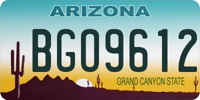 AZ license plate BGO9612