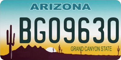 AZ license plate BGO9630