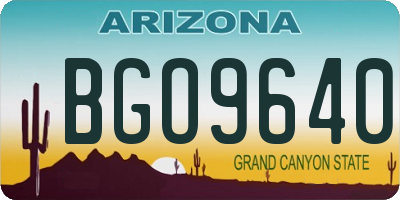 AZ license plate BGO9640