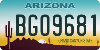 AZ license plate BGO9681