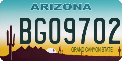 AZ license plate BGO9702