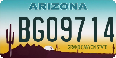 AZ license plate BGO9714