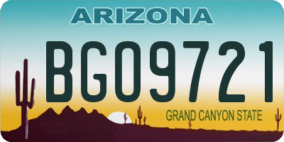 AZ license plate BGO9721