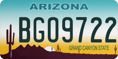 AZ license plate BGO9722