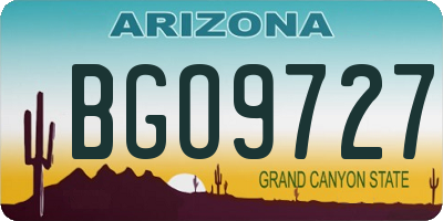 AZ license plate BGO9727